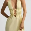 Aeris Backless Cotton-Poplin Midaxi Dress in Lemon Yellow Aeris Backless Cotton-Poplin Midaxi Dress in Lemon Yellow
