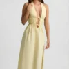 Aeris Backless Cotton-Poplin Midaxi Dress in Lemon Yellow Aeris Backless Cotton-Poplin Midaxi Dress in Lemon Yellow