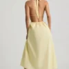 Aeris Backless Cotton-Poplin Midaxi Dress in Lemon Yellow Aeris Backless Cotton-Poplin Midaxi Dress in Lemon Yellow
