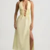 Aeris Backless Cotton-Poplin Midaxi Dress in Lemon Yellow Aeris Backless Cotton-Poplin Midaxi Dress in Lemon Yellow