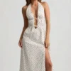 Aeris Backless Cotton-Poplin Midaxi Dress in Rose Print Aeris Backless Cotton-Poplin Midaxi Dress in Rose Print