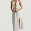 Aeris Backless Cotton-Poplin Midaxi Dress in Rose Print Aeris Backless Cotton-Poplin Midaxi Dress in Rose Print