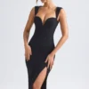 Aiko Sweetheart-Neck Midaxi Dress in Black Aiko Sweetheart-Neck Midaxi Dress in Black