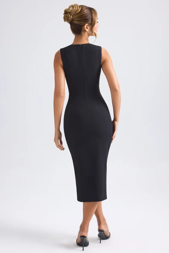 Aiko Sweetheart-Neck Midaxi Dress in Black Aiko Sweetheart-Neck Midaxi Dress in Black