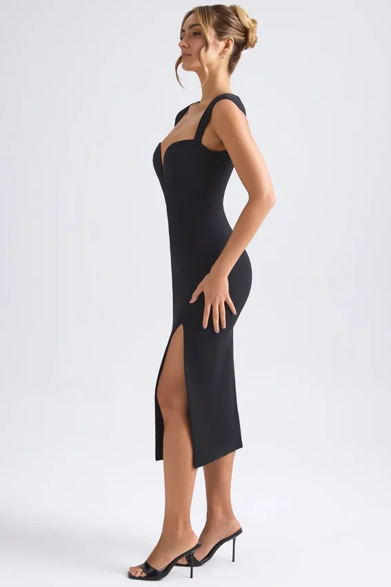 Aiko Sweetheart-Neck Midaxi Dress in Black Aiko Sweetheart-Neck Midaxi Dress in Black