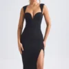 Aiko Sweetheart-Neck Midaxi Dress in Black Aiko Sweetheart-Neck Midaxi Dress in Black