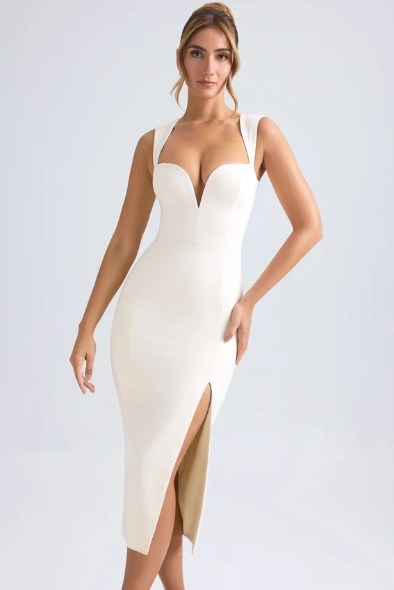 Aiko Sweetheart-Neck Midaxi Dress in Ivory Aiko Sweetheart-Neck Midaxi Dress in Ivory