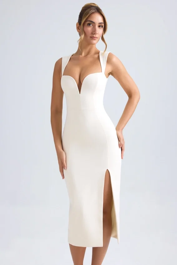 Aiko Sweetheart-Neck Midaxi Dress in Ivory Aiko Sweetheart-Neck Midaxi Dress in Ivory