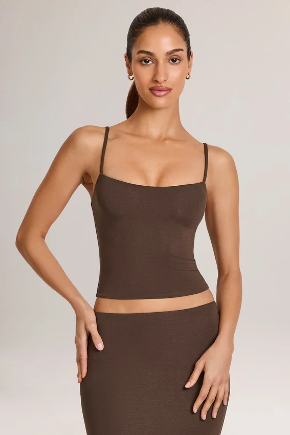 Ailany Modal Scoop-Neck Tank Top in Chocolate Brown Ailany Modal Scoop-Neck Tank Top in Chocolate Brown