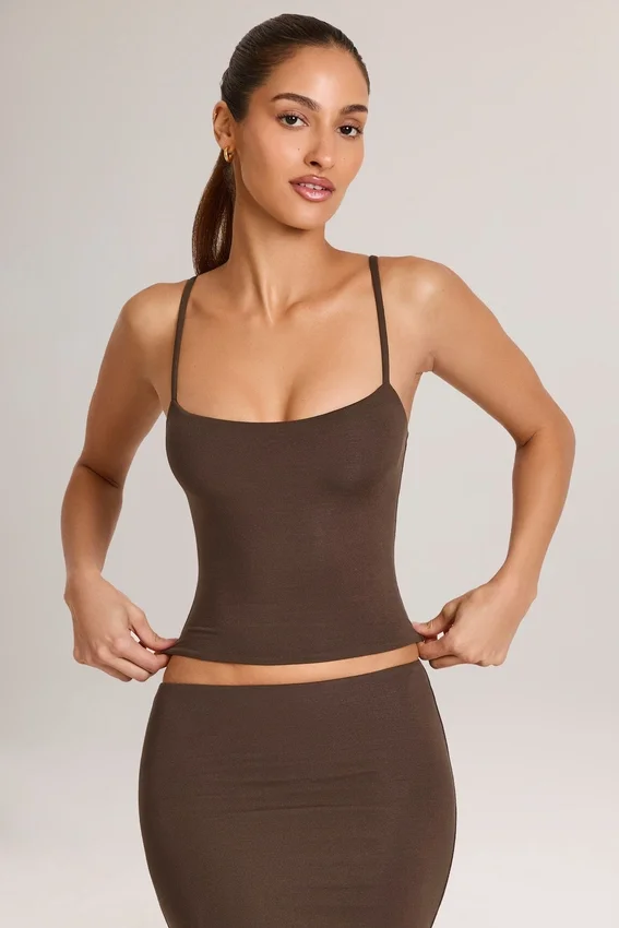 Ailany Modal Scoop-Neck Tank Top in Chocolate Brown Ailany Modal Scoop-Neck Tank Top in Chocolate Brown