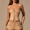 Ailoria Lace-Up Corset Top in Tan Ailoria Lace-Up Corset Top in Tan