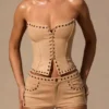 Ailoria Lace-Up Corset Top in Tan Ailoria Lace-Up Corset Top in Tan