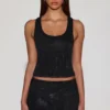 Aine Embellished Jersey Scoop-Neck Racerback Top in Black Aine Embellished Jersey Scoop-Neck Racerback Top in Black