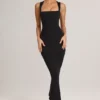 Ainslee Modal Square-Neck Bodycon Midi Dress in Black Ainslee Modal Square-Neck Bodycon Midi Dress in Black