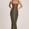 Ainslee Modal Square-Neck Bodycon Midi Dress in Leopard Print Ainslee Modal Square-Neck Bodycon Midi Dress in Leopard Print