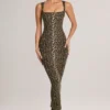 Ainslee Modal Square-Neck Bodycon Midi Dress in Leopard Print Ainslee Modal Square-Neck Bodycon Midi Dress in Leopard Print