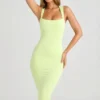Ainslee Modal Square-Neck Bodycon Midi Dress in Matcha Green Ainslee Modal Square-Neck Bodycon Midi Dress in Matcha Green