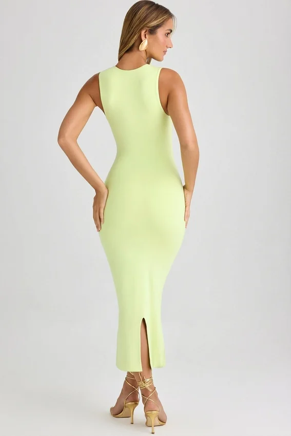 Ainslee Modal Square-Neck Bodycon Midi Dress in Matcha Green Ainslee Modal Square-Neck Bodycon Midi Dress in Matcha Green