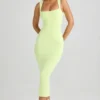 Ainslee Modal Square-Neck Bodycon Midi Dress in Matcha Green Ainslee Modal Square-Neck Bodycon Midi Dress in Matcha Green