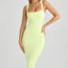 Ainslee Modal Square-Neck Bodycon Midi Dress in Matcha Green Ainslee Modal Square-Neck Bodycon Midi Dress in Matcha Green
