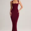 Ainslee Modal Square-Neck Bodycon Midi Dress in Wine Ainslee Modal Square-Neck Bodycon Midi Dress in Wine