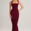 Ainslee Modal Square-Neck Bodycon Midi Dress in Wine Ainslee Modal Square-Neck Bodycon Midi Dress in Wine