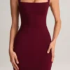 Ainslee Modal Square-Neck Bodycon Midi Dress in Wine Ainslee Modal Square-Neck Bodycon Midi Dress in Wine