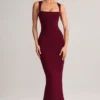 Ainslee Modal Square-Neck Bodycon Midi Dress in Wine Ainslee Modal Square-Neck Bodycon Midi Dress in Wine