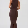 Ainslee Square Neck Midi Dress in Chocolate Brown Ainslee Square Neck Midi Dress in Chocolate Brown