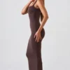 Ainslee Square Neck Midi Dress in Chocolate Brown Ainslee Square Neck Midi Dress in Chocolate Brown