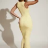 Ainslee Square Neck Midi Dress in Pastel Yellow Ainslee Square Neck Midi Dress in Pastel Yellow