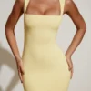 Ainslee Square Neck Midi Dress in Pastel Yellow Ainslee Square Neck Midi Dress in Pastel Yellow
