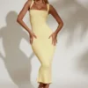 Ainslee Square Neck Midi Dress in Pastel Yellow Ainslee Square Neck Midi Dress in Pastel Yellow