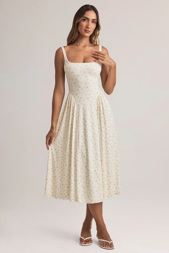 Aireen Modal A-Line Midaxi Dress in Floral Print Aireen Modal A-Line Midaxi Dress in Floral Print