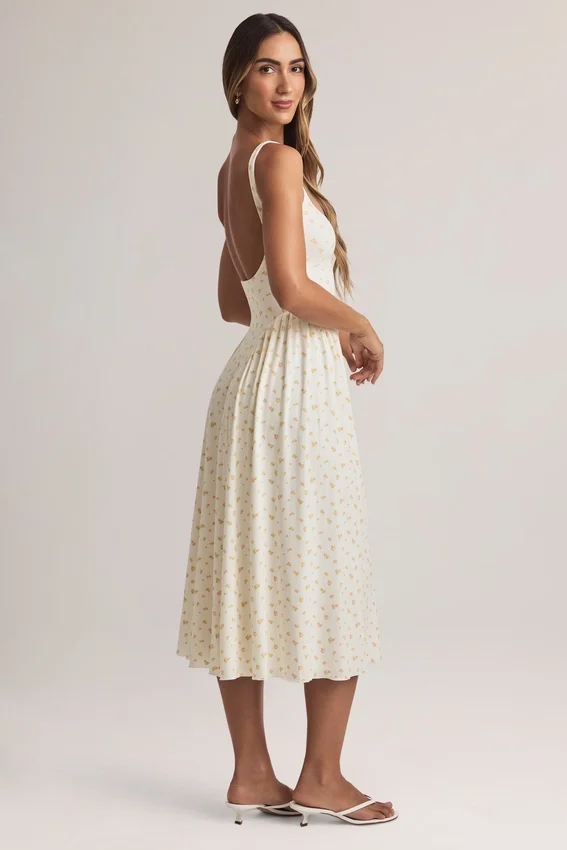 Aireen Modal A-Line Midaxi Dress in Floral Print Aireen Modal A-Line Midaxi Dress in Floral Print