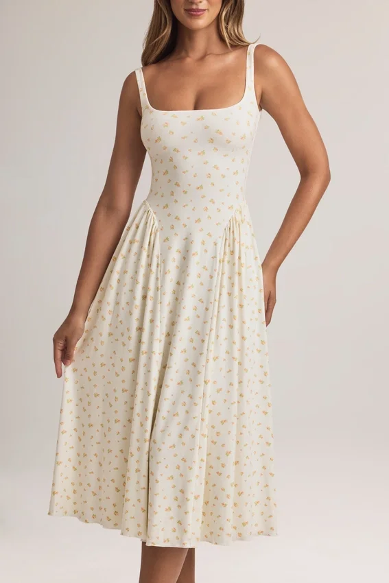 Aireen Modal A-Line Midaxi Dress in Floral Print Aireen Modal A-Line Midaxi Dress in Floral Print
