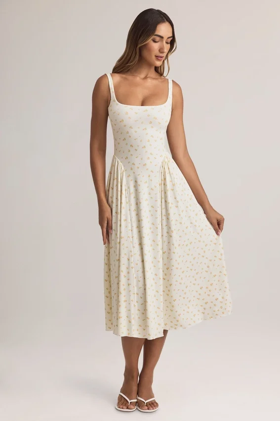 Aireen Modal A-Line Midaxi Dress in Floral Print Aireen Modal A-Line Midaxi Dress in Floral Print