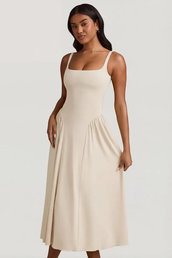 Aireen Modal A-Line Midaxi Dress in Ivory Aireen Modal A-Line Midaxi Dress in Ivory