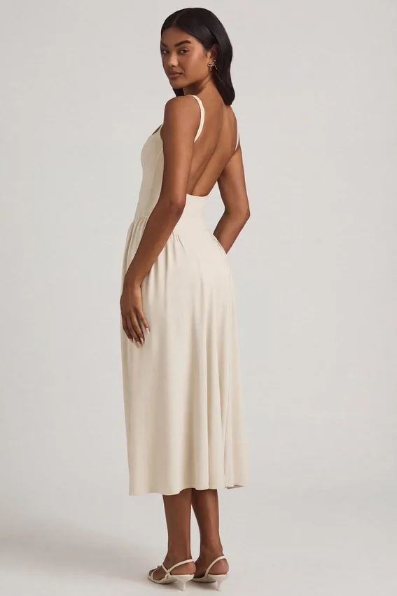 Aireen Modal A-Line Midaxi Dress in Ivory Aireen Modal A-Line Midaxi Dress in Ivory