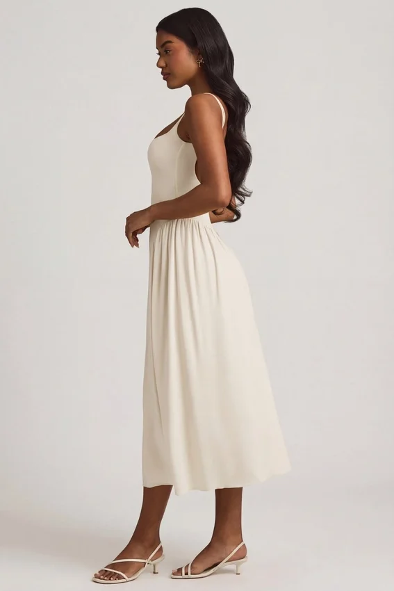 Aireen Modal A-Line Midaxi Dress in Ivory Aireen Modal A-Line Midaxi Dress in Ivory