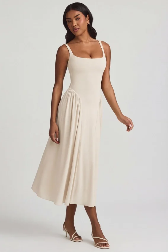 Aireen Modal A-Line Midaxi Dress in Ivory Aireen Modal A-Line Midaxi Dress in Ivory