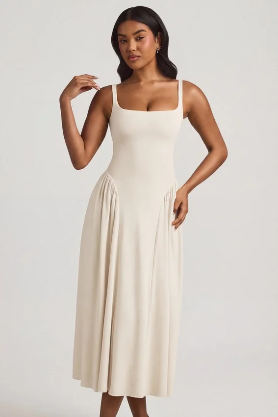 Aireen Modal A-Line Midaxi Dress in Ivory Aireen Modal A-Line Midaxi Dress in Ivory