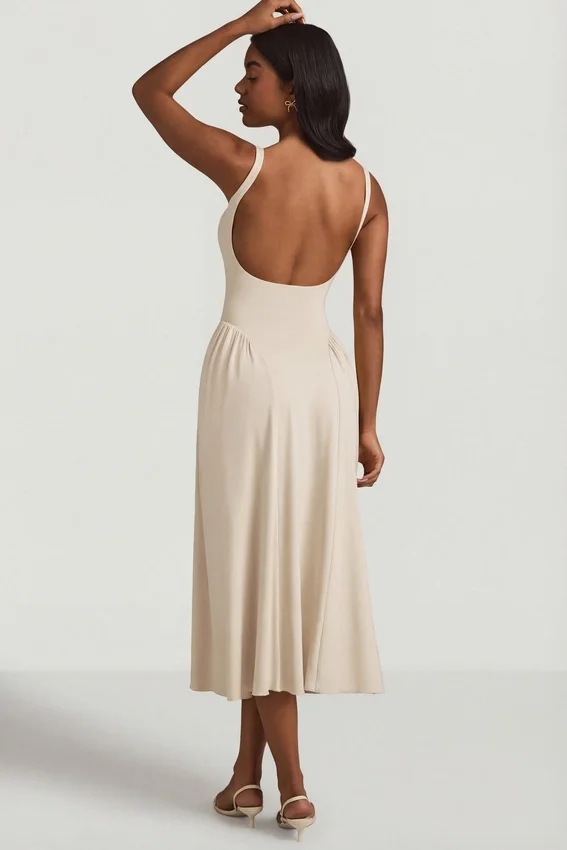 Aireen Modal A-Line Midaxi Dress in Ivory Aireen Modal A-Line Midaxi Dress in Ivory