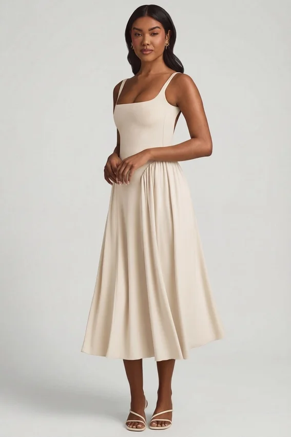 Aireen Modal A-Line Midaxi Dress in Ivory Aireen Modal A-Line Midaxi Dress in Ivory