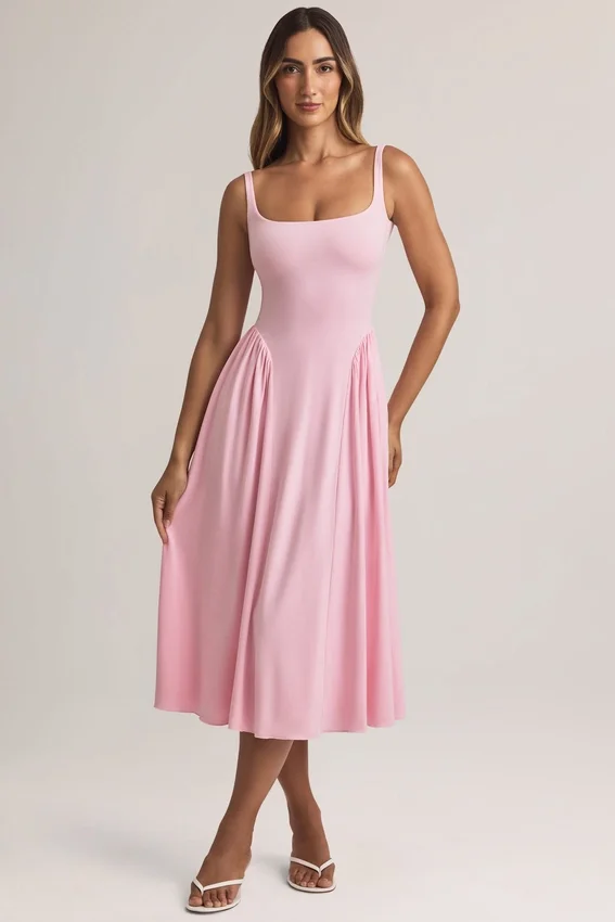 Aireen Modal A-Line Midaxi Dress in Pastel Pink Aireen Modal A-Line Midaxi Dress in Pastel Pink