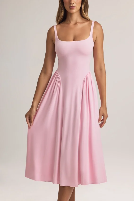 Aireen Modal A-Line Midaxi Dress in Pastel Pink Aireen Modal A-Line Midaxi Dress in Pastel Pink