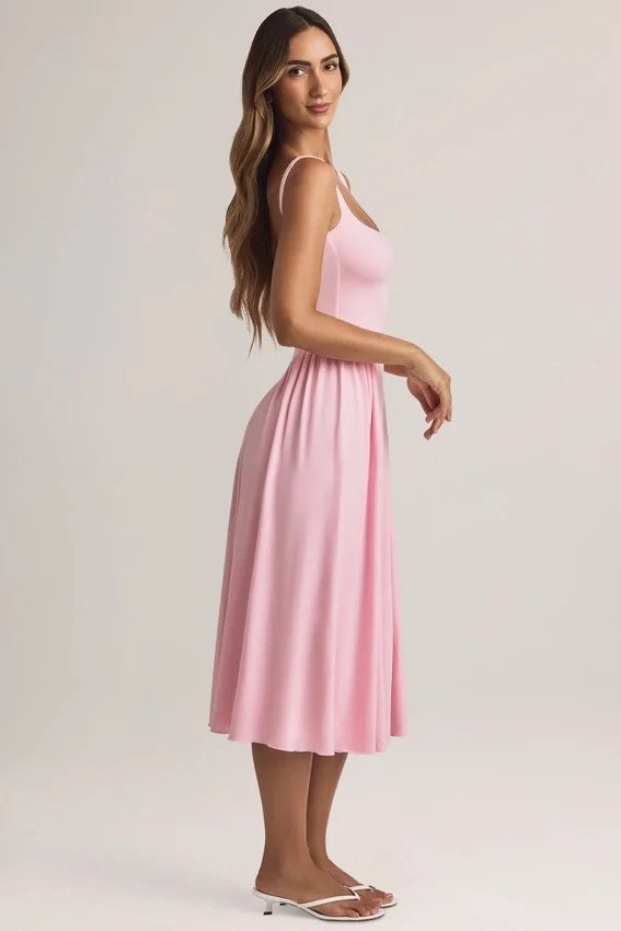 Aireen Modal A-Line Midaxi Dress in Pastel Pink Aireen Modal A-Line Midaxi Dress in Pastel Pink