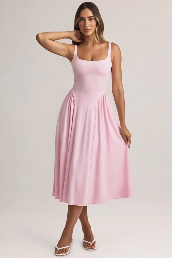 Aireen Modal A-Line Midaxi Dress in Pastel Pink Aireen Modal A-Line Midaxi Dress in Pastel Pink