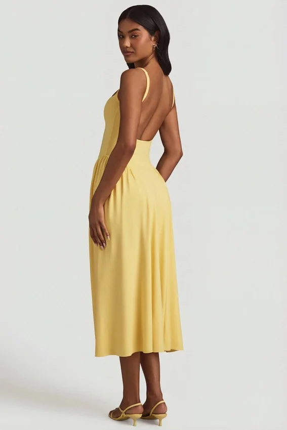 Aireen Modal A-Line Midaxi Dress in Pastel Yellow Aireen Modal A-Line Midaxi Dress in Pastel Yellow