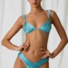 Akoya Pearl-Detail Ruched Bikini Top in Turquoise Akoya Pearl-Detail Ruched Bikini Top in Turquoise